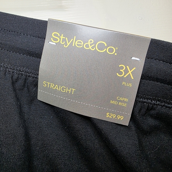 Style & Co Plus Size Knit Pull-On Capri Pants 3X Black Drawstring - Picture 3 of 4